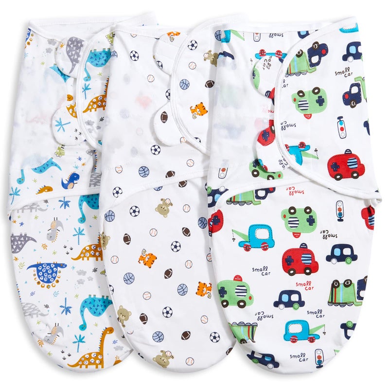 Bubble bear Baby Swaddle Blankets for Baby Boy Girl 0-3 Months,Hypoallergenic Skin-Friendly Swaddle,Cute Little Soccer Ball, Dinosaur, Adjustable Newborn Sleep Sack, 3 Pack - Image 1